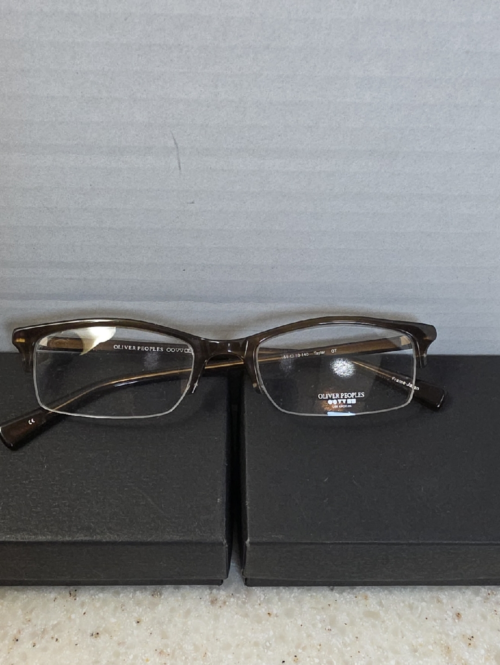 Oliver Peoples Men's Brown Semi-Rectangular Eyewear Frame